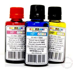 American Ink Jet REFIL HP VIVERA COLOR 151HCY 151HMA 151HYE Cene