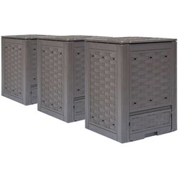 vidaXL Vrtni kompostnik 3 kosi rjave barve 60x60x83 cm 900 L Cene