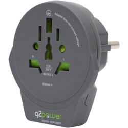 q2power Adapter, potovalni, univerzalni z USB – World to Europe USB Cene