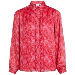 Vila Topi & Bluze Shirt Layla Vie L/S - Pink Yarrow Rdeča Cene