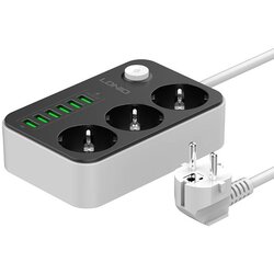 Siyoteam Razdelilnik s 3 AC vtičnicami, 6x USB, SE3631, 1,6m (črn), (20655373) Cene