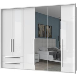 Jela Jagodina plakar sa dva ogledala P62A-2OG/PN - kolekcija piano - kristalno bela/kristalno bela hg lak - 277x226x60 cm Cene