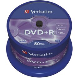 Dvd PLUS R 4,7/120 16X SPINDL MAT SILVER PK50 VERBATIM 43550 Cene