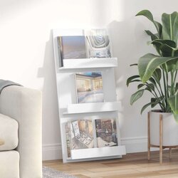  Regal za revije s polico Bela 51 x 11 x 102 cm Konstruiran les, (5000152556) Cene