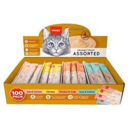 WANPY Cat Creamy Lickable Treats for Cats - Chicken, Tuna, Salmon, Crab 100x14g Cene