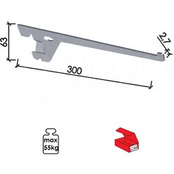 Dabel nosač police modularni N5121 Silver 300/63/2,7mm Q 1713114 Cene