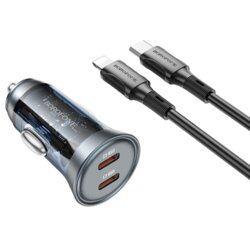 Borofone BZ26B avtopolnilec pd 45W 2x type c qc 3.0 s kablom type c - lightning 1m - črn Cene