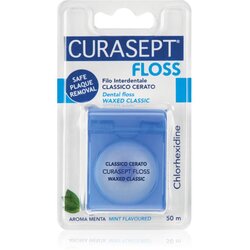 Curasept Dental Floss Waxed Classic konac za zube s voskom s okusom metvice s antibakterijskim sastavom 50 m Cene