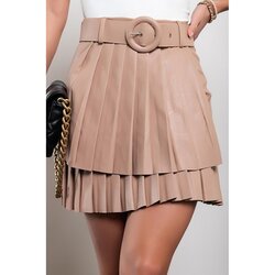 Fenzy Plisirana Mini Suknja Od Umjetne Kože Sa Remenom Chiqui, Smeđa Cijene