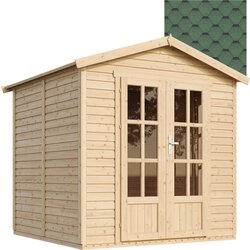 Timbela Lesena vrtna hiša - H233x233x222 cm/4 m² - Vrtna pisarna s podom in bitumenskimi ploščicami - M351FB+H351FBGREEN, (21999120) Cene