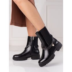 W. POTOCKI Black women's Chelsea boots Potocki with chain Cene