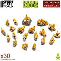 Green Stuff World Flaming Resin Skulls Set | Plamene smolaste lobanje set (30 kom, 1:48 razmera) Cene