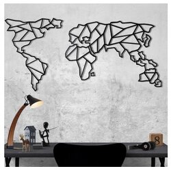 Bystag Zidna dekoracija Mapa svijeta, 60x120 cm 2 mm, Crna Cene