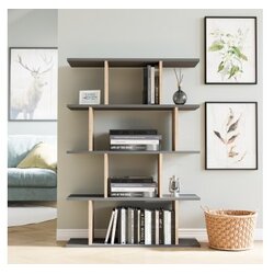 Hanah home Harmon Polica za knjige od antracit hrasta 90x25x127,4 cm, siva Cijene