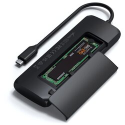 Satechi Aluminium USB-C Hybrid Multiport adapter, SSD s pretincem za pohranu, HDMI 4K, 2 x USB-A 3.1 Gen 2 do 10 Gbps, crna Cene