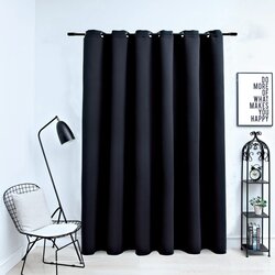 vidaXL Zavjesa za zamračivanje s metalnim prstenima crna 290 x 245 cm Cijene