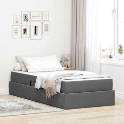  Krevet s madracem i skladištem Tamno siva 90 x 200 cm Poliester - Tamno siva 90 x 200 cm Cijene