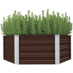 vidaXL Povišena vrtna gredica smeđa 129 x 129 x 46 cm pocinčani čelik Cijene