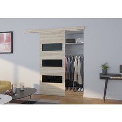 ADRK Drsna stenska vrata ARES z lakobel vloki 96 cm - SONOMA-LAKIRANA RNA, VISOK SIJAJ Cene