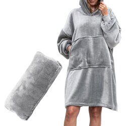 Pulover odeja s kapuco 4v1 – svetlo siva XXL - Froster - Home warming - Božič - Birma Cene