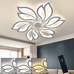 Nettlife Stropni ventilator z lučjo in daljincem - Zatemnilna LED stropna svetilka, funkcija časovnika, kreativna zasnova 6 luči, (22149666) Cene