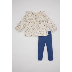 Defacto Baby Girl Floral Twill Shirt and Leggings 2 Piece Set Cene