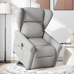 Maison Chic Električni masažni naslanjač - Relax naslanjač s funkcijo vstajanja siv blago, (22061264) Cene