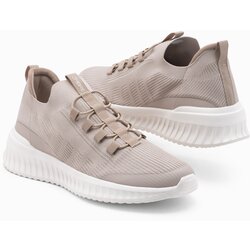 Ombre Men's ankle sneakers in combined materials - beige Cene