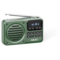 Akai radio prijenosni FM, AM, BT, LCD, USB, punjiva baterija, zeleni APR-300 Cene