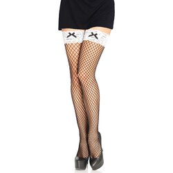 Leg Avenue Industrial Net Thigh Highs 9316 Black & White Cene