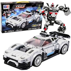 Kockice za slaganje 2 v 1 avto-robod SPEED - 320 elementov, bela Cene