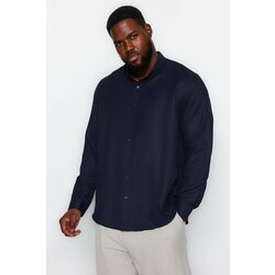 Trendyol navy blue men's regular fit oxford plus size shirt with embroidery detail. Cene