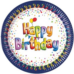 Procos Vesele modro-beli papirnati krožniki z napisom Happy Birthday, set 8 kosov Cene