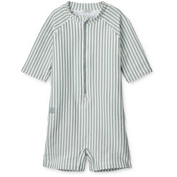 Liewood kopalni pajac z rokavi max seersucker stripe sea blue/white Cene