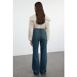 Trendyol Navy Blue High Waist Wide Leg Jeans Cene