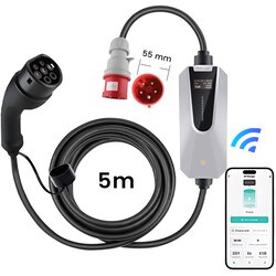 JUNSUN Tip 2 EV električni avtomobilski polnilni kabel – 11kW, nastavljiv tok, LCD zaslon, prenosni polnilnik 5 m z vtičem Schuko 6-16A IP67 APP Vključu, (5000035257) Cene