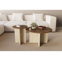 Hanah home Set stočića za kafu Private Walnut Travertine Cene