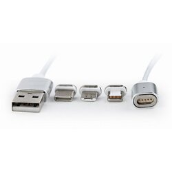 Gembird Magnetni polnilni USB kabel combo 3-v-1, srebrn, 1 m, (20442543) Cene