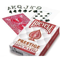Bicycle karte za poker “PRESTIGE” 100% plastika jumbo index, crvene Cene
