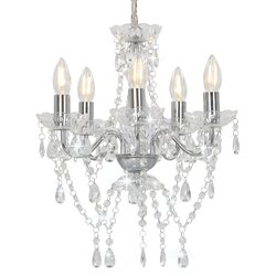 vidaXL Luster s kristalnim perlama srebrni okrugli 5 x E14 Cijene