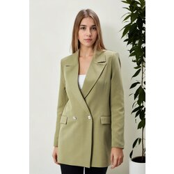 Dewberry 26139 Womens Large Size Woven Blazer Jacket-LIGHT KHAKI Cijene