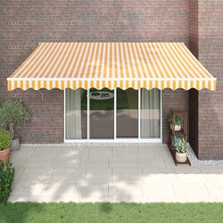 vidaXL Tenda na uvlačenje žuto-bijela 4 x 3 m od tkanine i aluminija Cijene