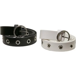 Urban Classics Accessoires Synthetic leather eyelet strap 2 packs black/white Cene