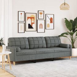 vidaXL Trosjed s ukrasnim jastucima tamnosivi 210 cm od tkanine Cijene