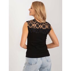 Fashion Hunters black blouse with lace at the neckline Cene