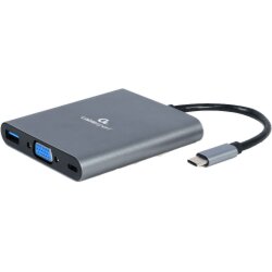 Docking station USB adapter Type-C 6-in-1 multi-port adapter (Hub3.1 + HDMI + VGA + PD + card reader + stereo audio), space grey, A-CM-COMBO6-01 Cene