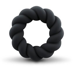 Rocks Off Twist Non Vibrating Liquid Silicone Ring Black Cene