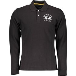 La Martina MEN'S BLACK LONG SLEEVE POLO SHIRT Cene