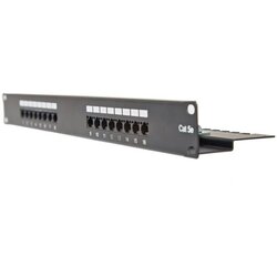 Masterlan patch panel 19", 16xRJ45, Cat5e, 1U, with tie bar, black Cene