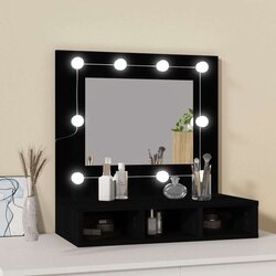 vidaXL Omarica z ogledalom in LED lučkami črna 60x31,5x62 cm Cene